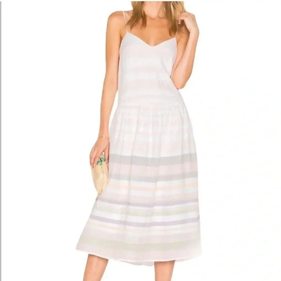 Mara Hoffman linen drop waist stripe midi linen dress - Picture 3 of 10